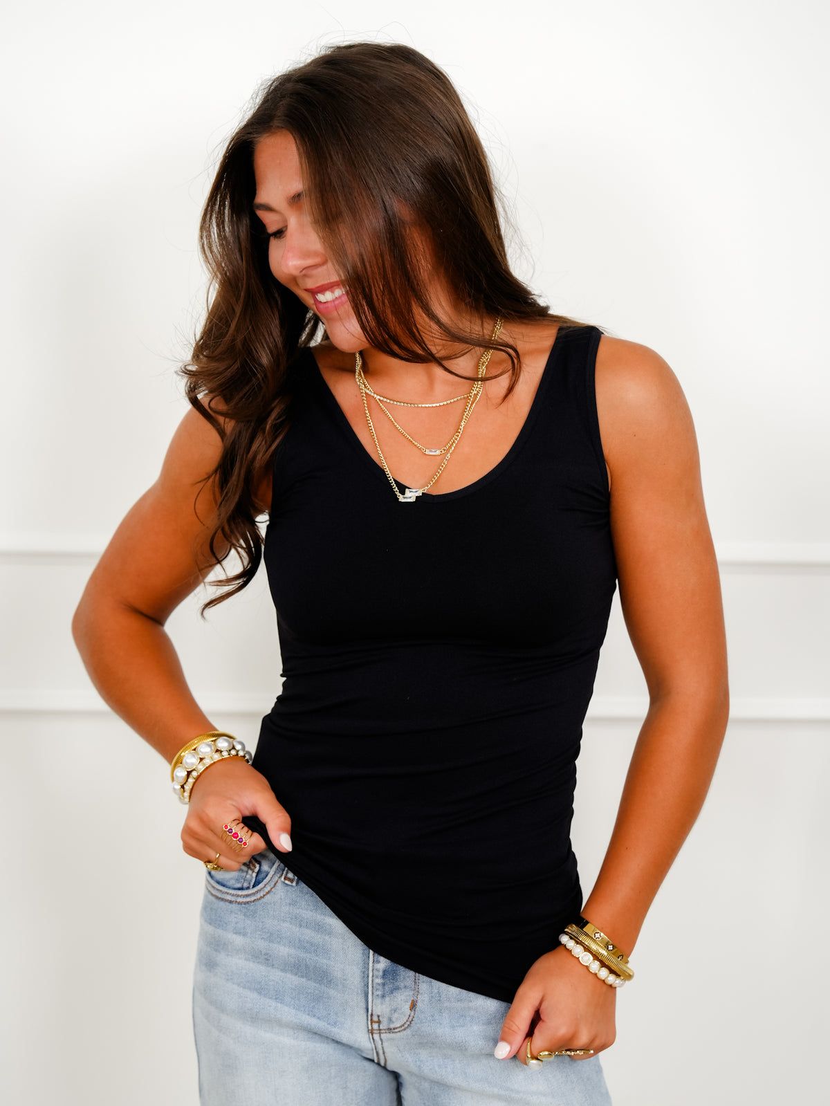 Door Buster! Plus/Reg Solid V/U Neck Tank Top - Freckled Poppy