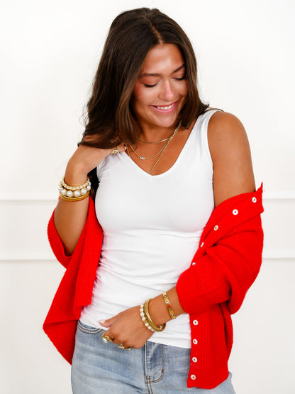 Door Buster! Plus/Reg Solid V/U Neck Tank Top - Freckled Poppy