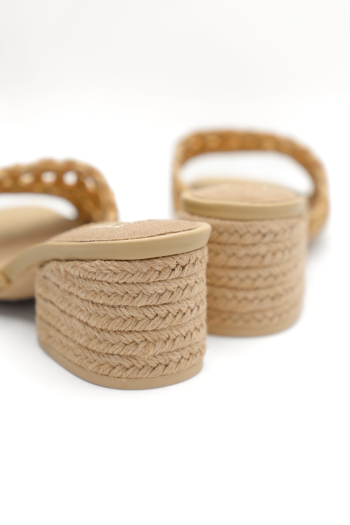 MIA Woven Raffia Strap Slide Heeled Sandals - Freckled Poppy