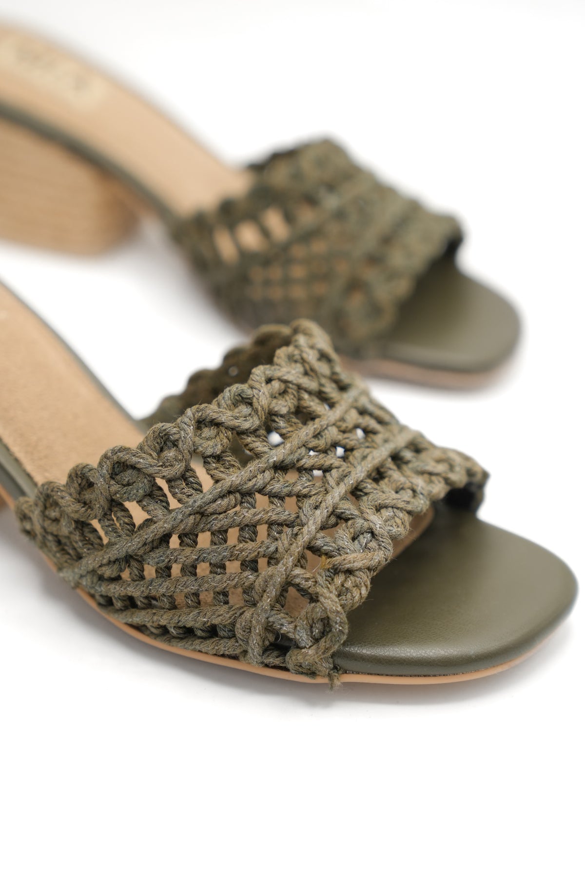 MIA Woven Raffia Strap Slide Heeled Sandals - Freckled Poppy