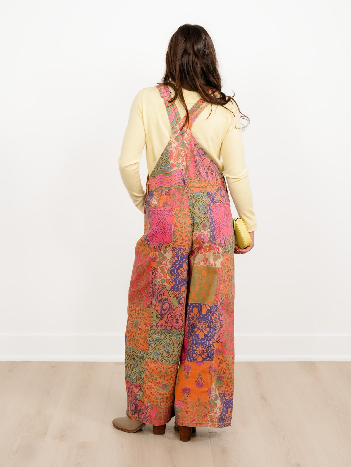 Patchwork Print Bib Overalls with Side Pockets - Freckled Poppy