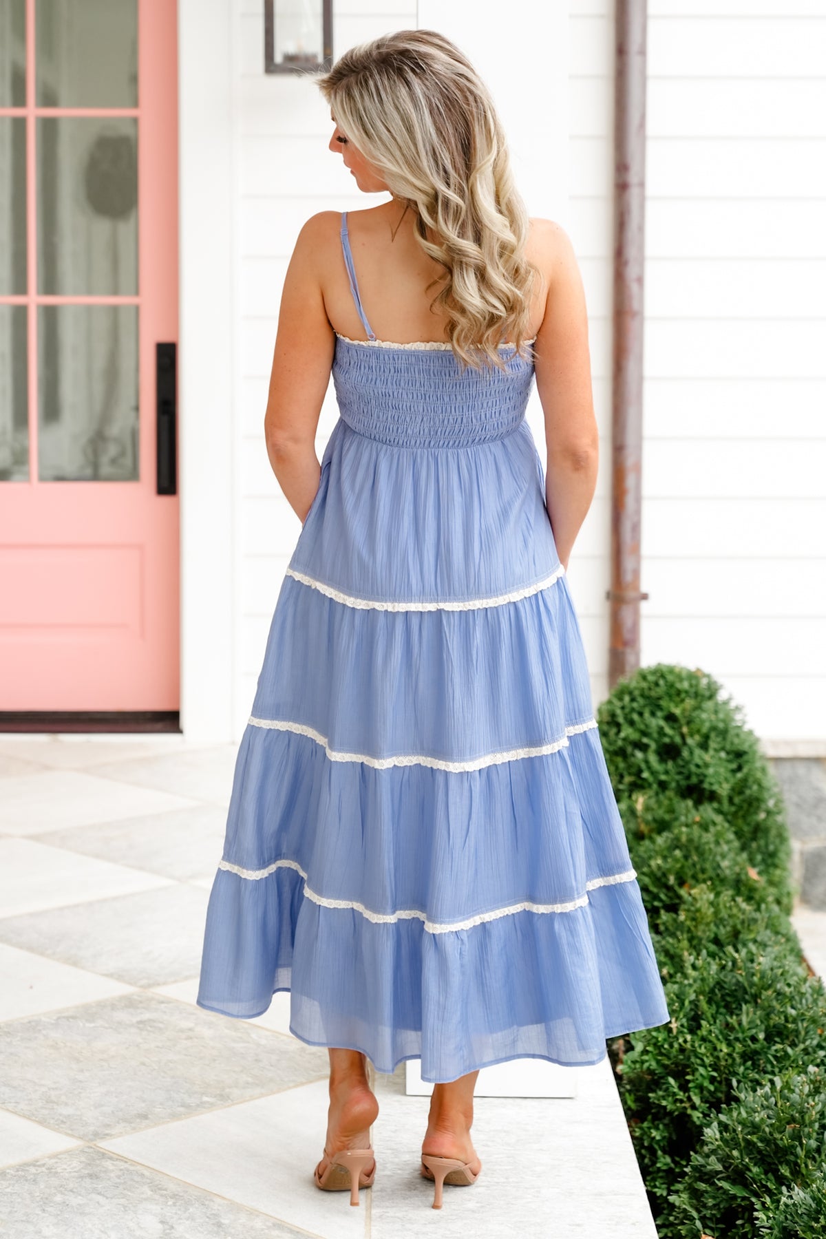 Solid Sleeveless Maxi Dress with Lace Trim - Freckled Poppy