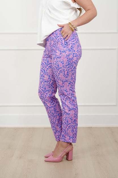 Plus/Reg Floral Print Pants with Side Zipper Pockets - Freckled Poppy