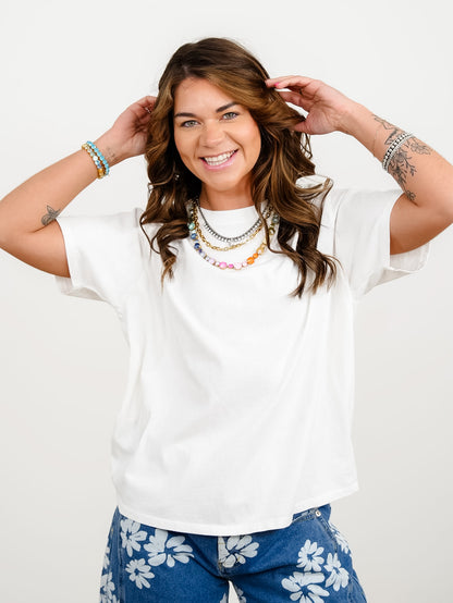 Acid Wash Short Sleeve Top - Freckled Poppy