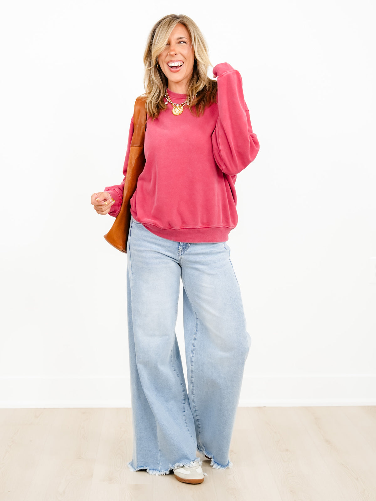 Mineral Wash Crew Neck Sweatshirt - Freckled Poppy