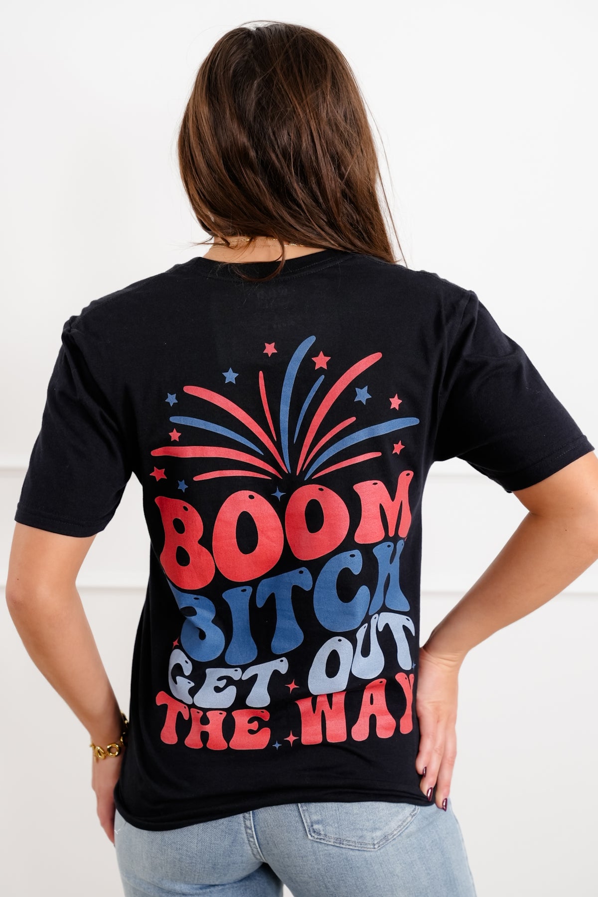 Plus/Reg Short Sleeve "Boom Bitch Get Out The Way" Graphic Tee - Freckled Poppy