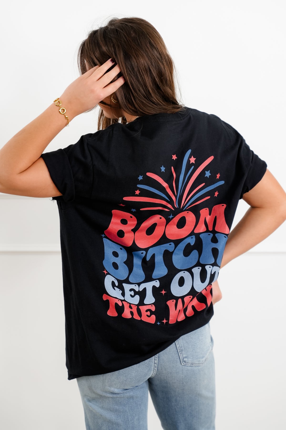 Plus/Reg Short Sleeve "Boom Bitch Get Out The Way" Graphic Tee - Freckled Poppy
