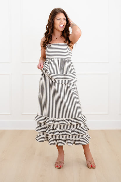 Stripe Sleeveless Top and Ruffled Skirt Set - Freckled Poppy
