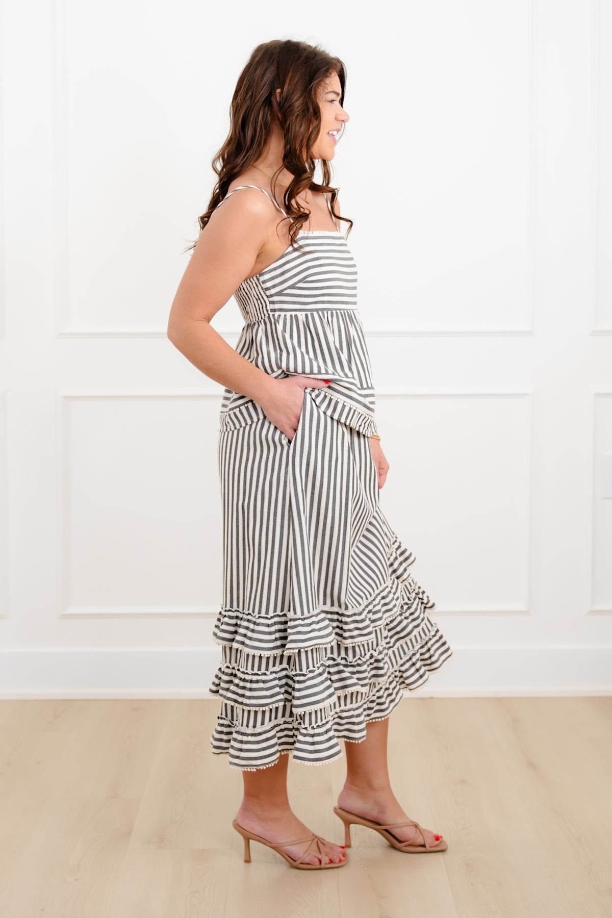Stripe Sleeveless Top and Ruffled Skirt Set - Freckled Poppy