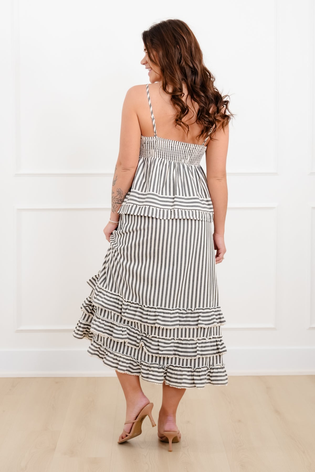 Stripe Sleeveless Top and Ruffled Skirt Set - Freckled Poppy