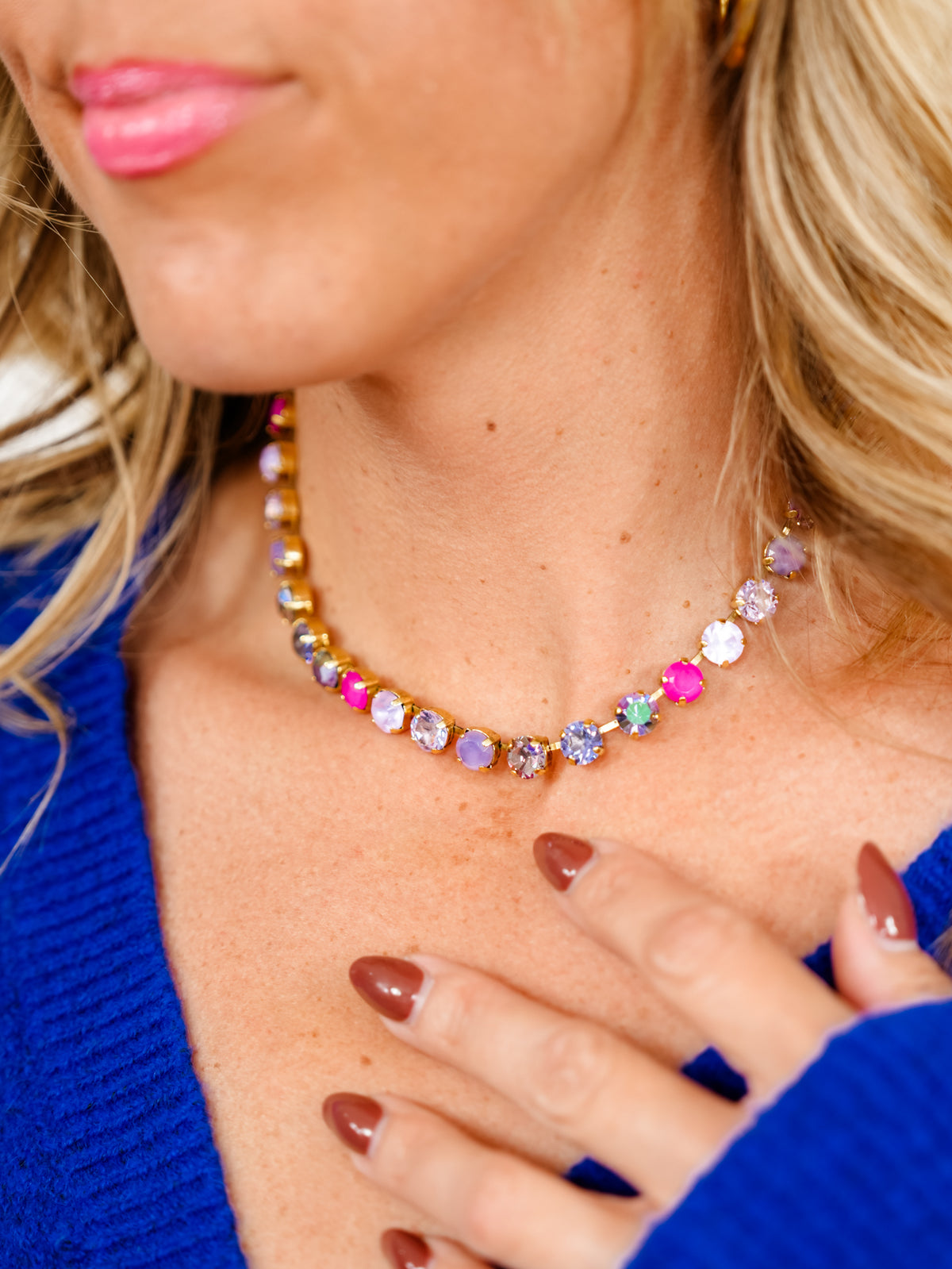 TOVA Oakland Crystal Necklace in Purple Posie - Freckled Poppy