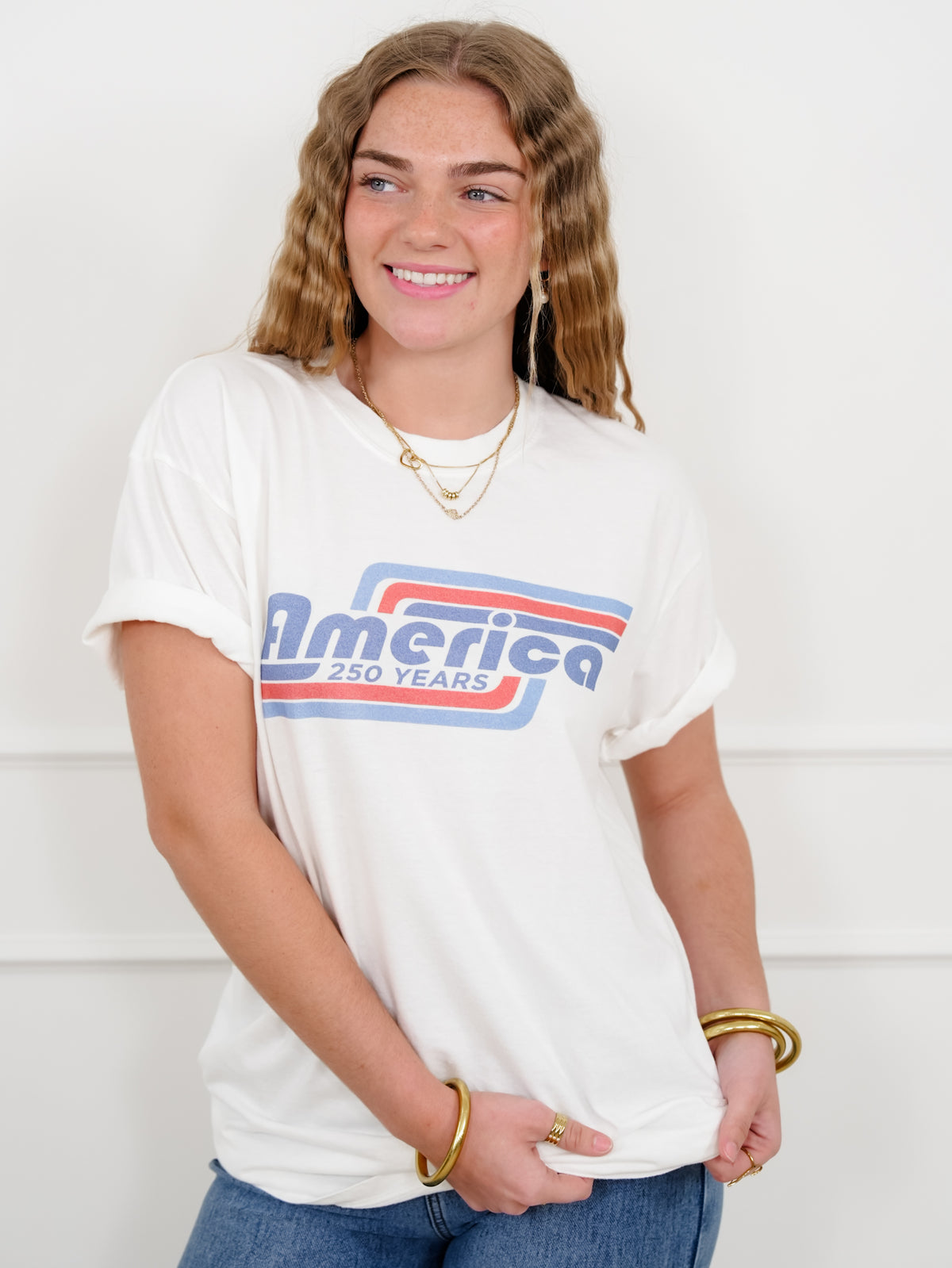 Plus/Reg Short Sleeve "America 250 Years" Graphic Tee - Freckled Poppy
