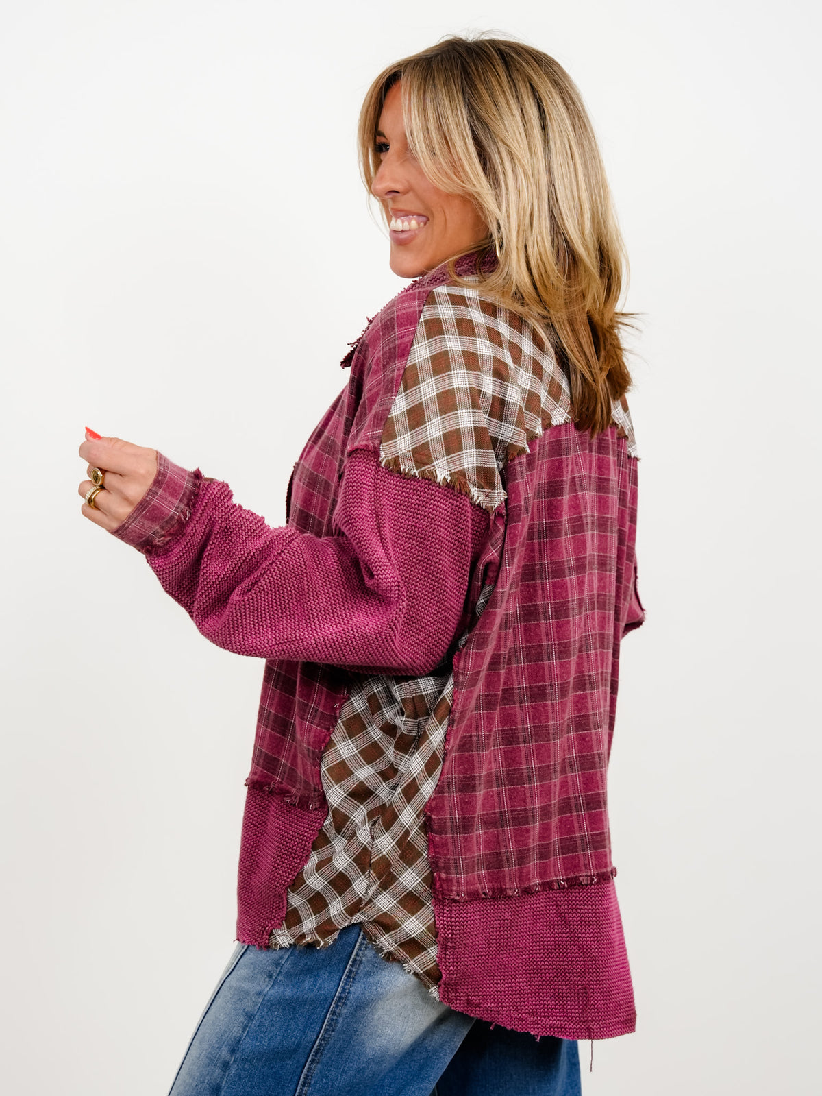 Plaid Long Sleeve Button Down Top - Freckled Poppy