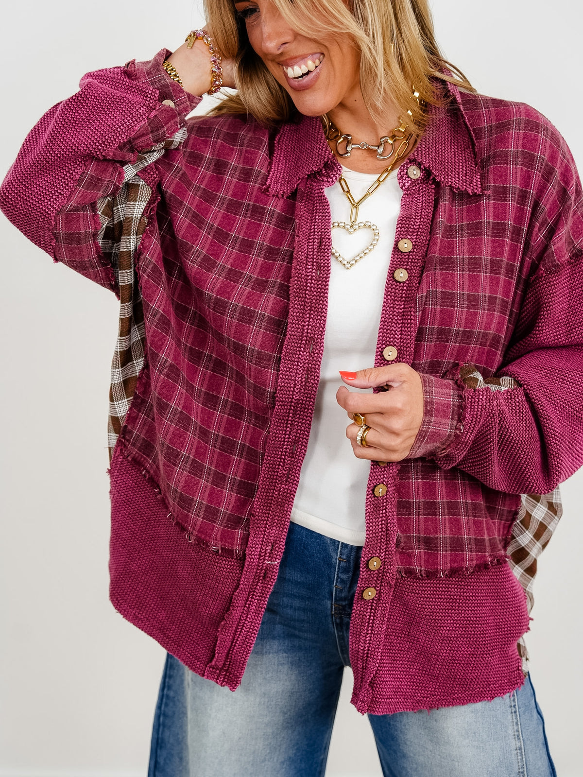 Plaid Long Sleeve Button Down Top - Freckled Poppy