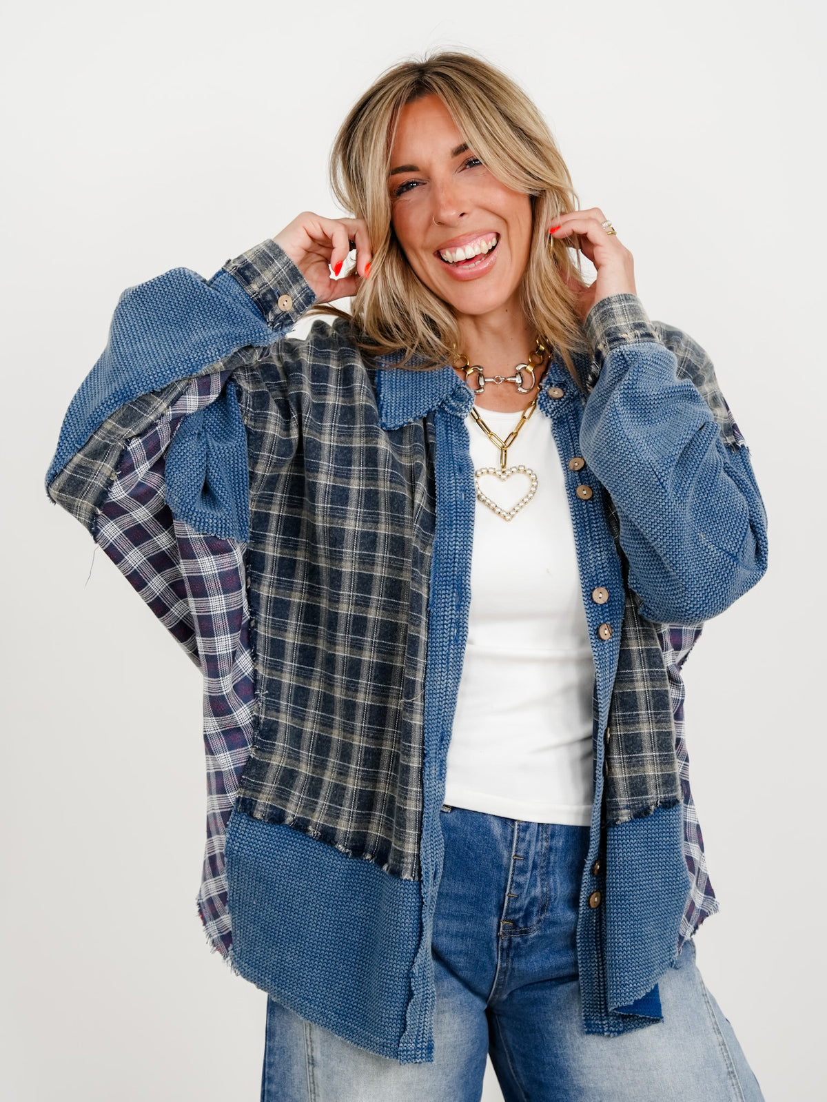 Plaid Long Sleeve Button Down Top - Freckled Poppy