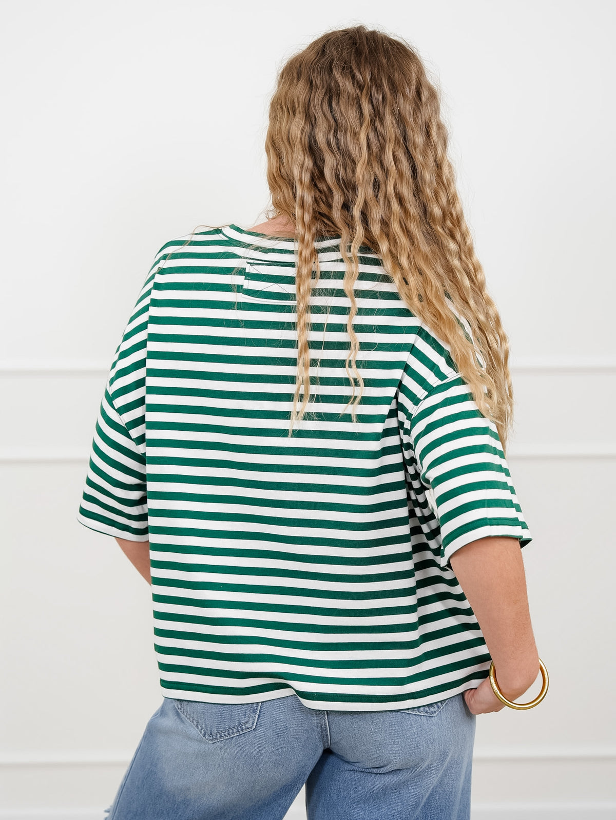 Stripe Short Sleeve Round Neck Top - Freckled Poppy