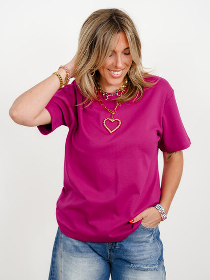 Solid Color Round Neck Short Sleeve Knit Top - Freckled Poppy