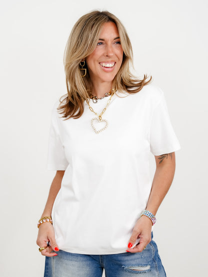 Solid Color Round Neck Short Sleeve Knit Top - Freckled Poppy