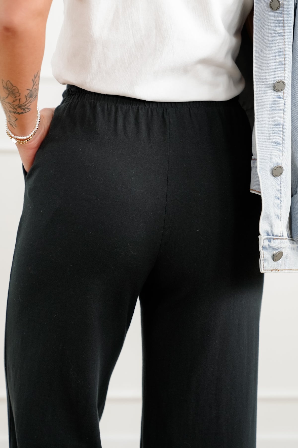 Solid Cotton Elastic Waist Wide Leg Pants - Freckled Poppy