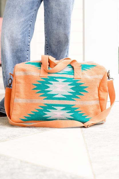 Orange, Green & Pink Aztec Duffel - Freckled Poppy