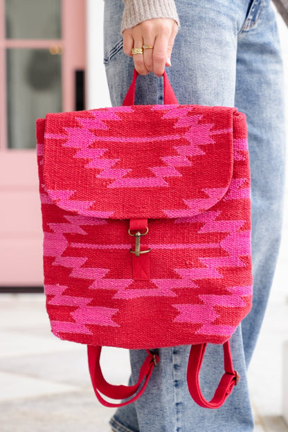 Red & Pink Aztec Backpack - Freckled Poppy