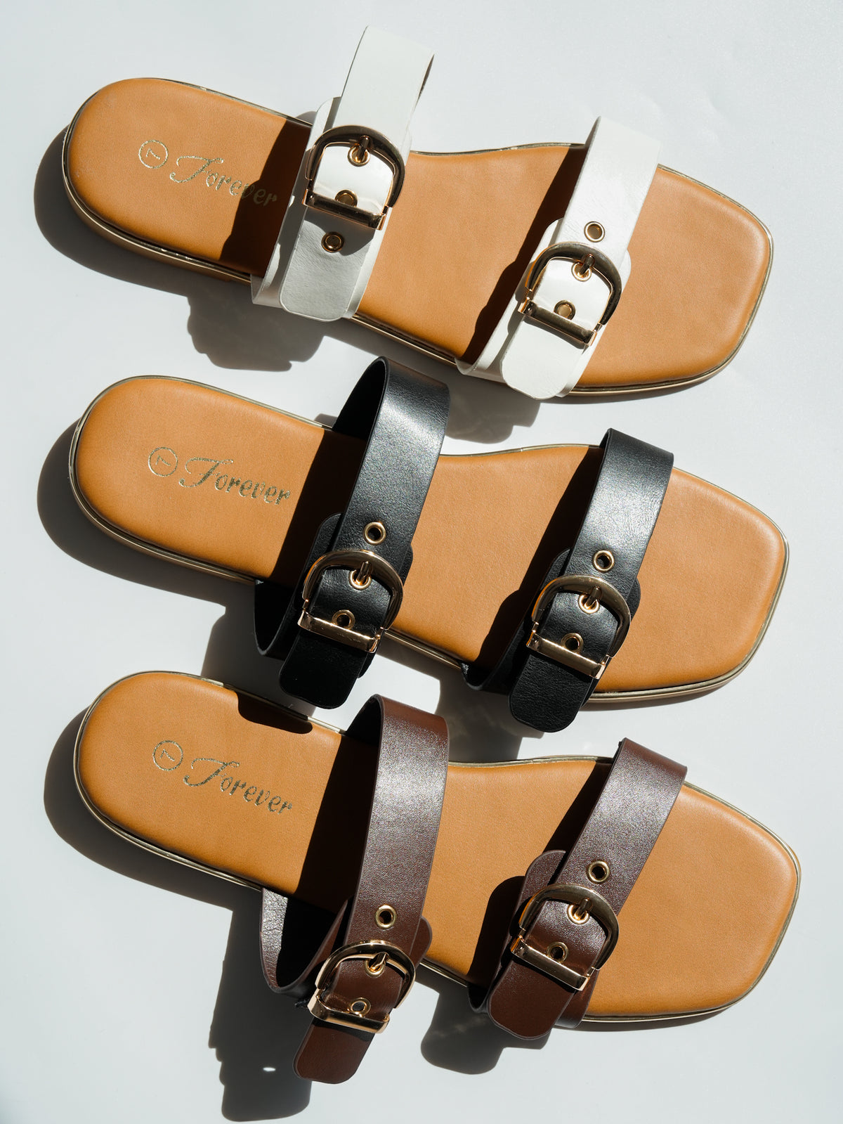 Double Buckle Strap Slide Sandal - Freckled Poppy