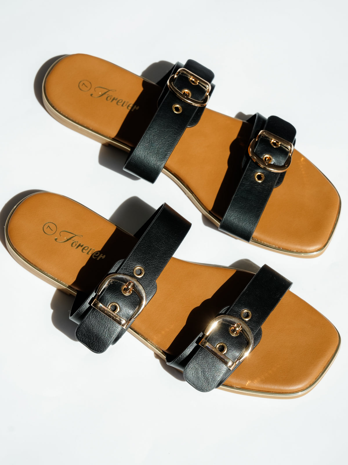 Double Buckle Strap Slide Sandal - Freckled Poppy