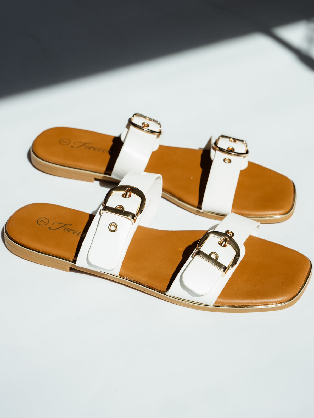 Double Buckle Strap Slide Sandal - Freckled Poppy