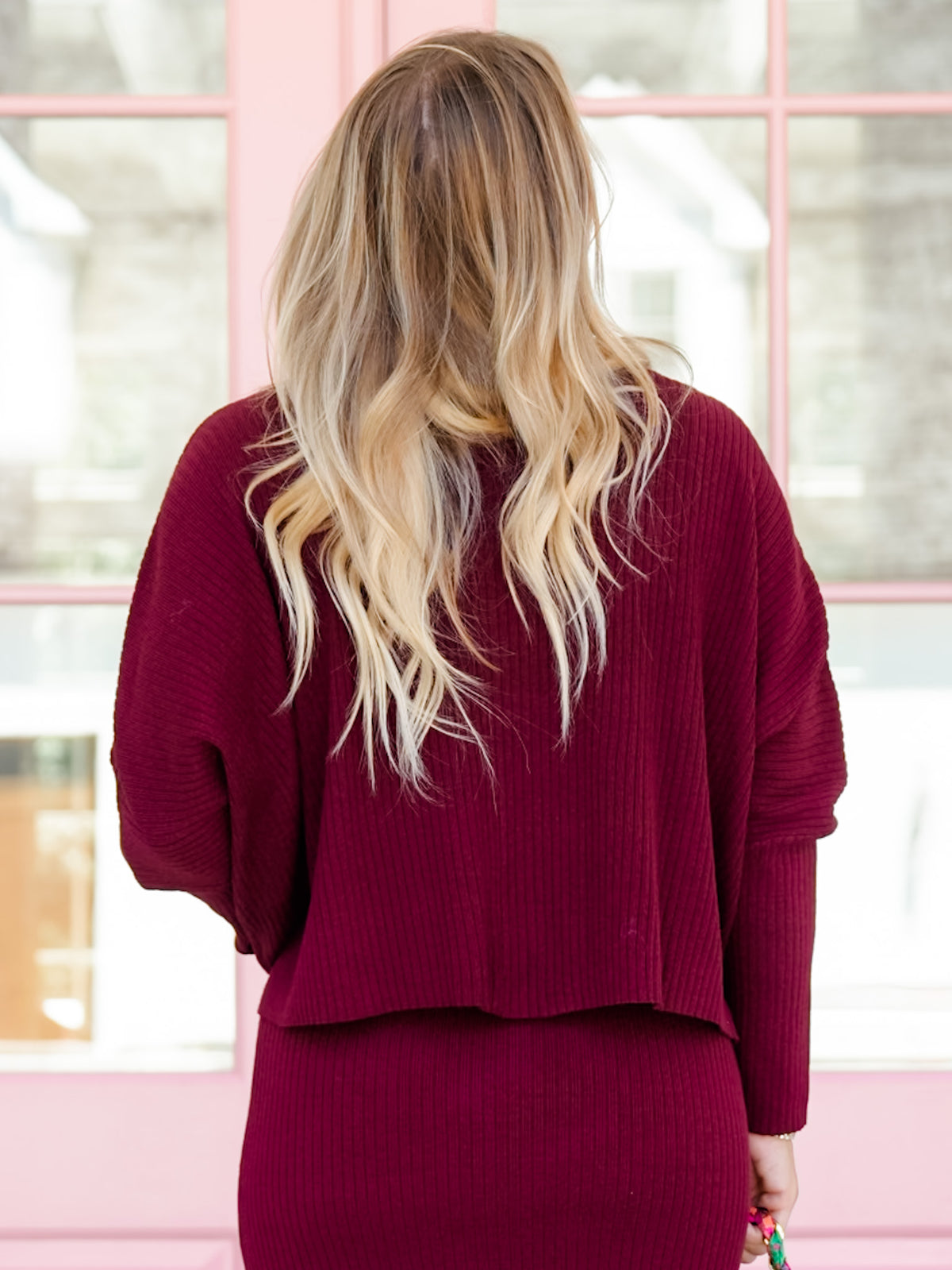 Long Dolman Sleeve Ribbed Knit Pullover Top - Freckled Poppy