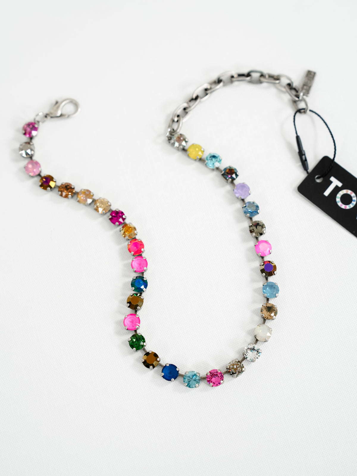 TOVA Oakland Crystal Necklace in Antique Silver