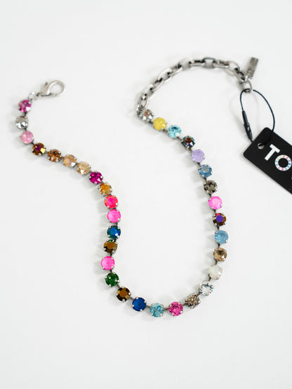 TOVA Oakland Crystal Necklace in Antique Silver