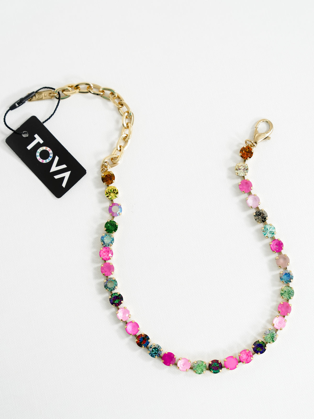 TOVA FP Custom Oakland Crystal Necklace in Antique Gold