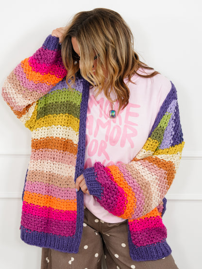 Crochet Long Sleeve Open Front Cardigan - Freckled Poppy