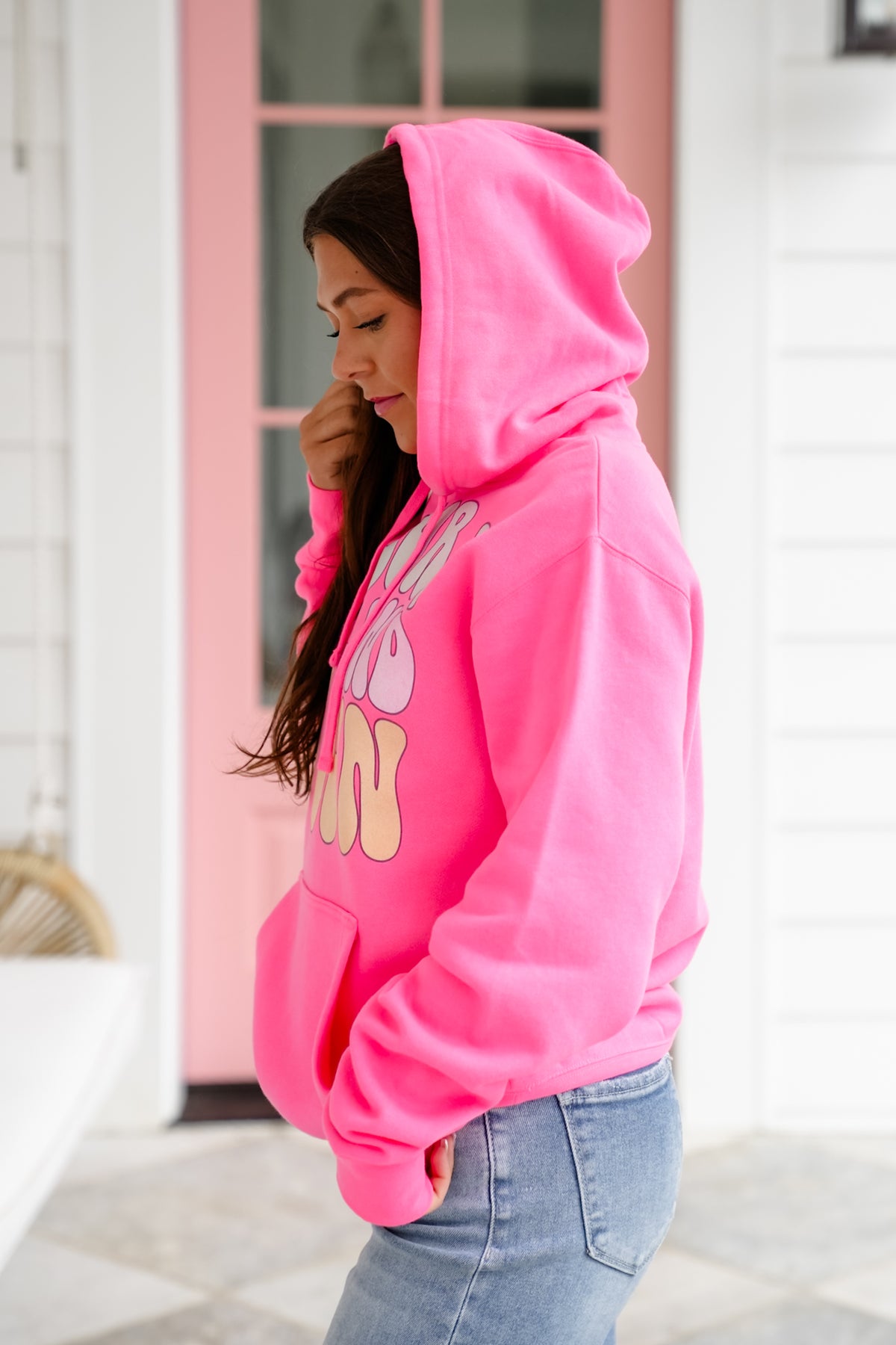 Plus/Reg Long Sleeve Surf Sand Sun Graphic Hoodie Sweatshirt - Freckled Poppy