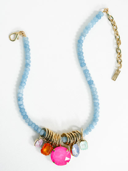 TOVA Nadine Beaded Gemstone Pendant Necklace