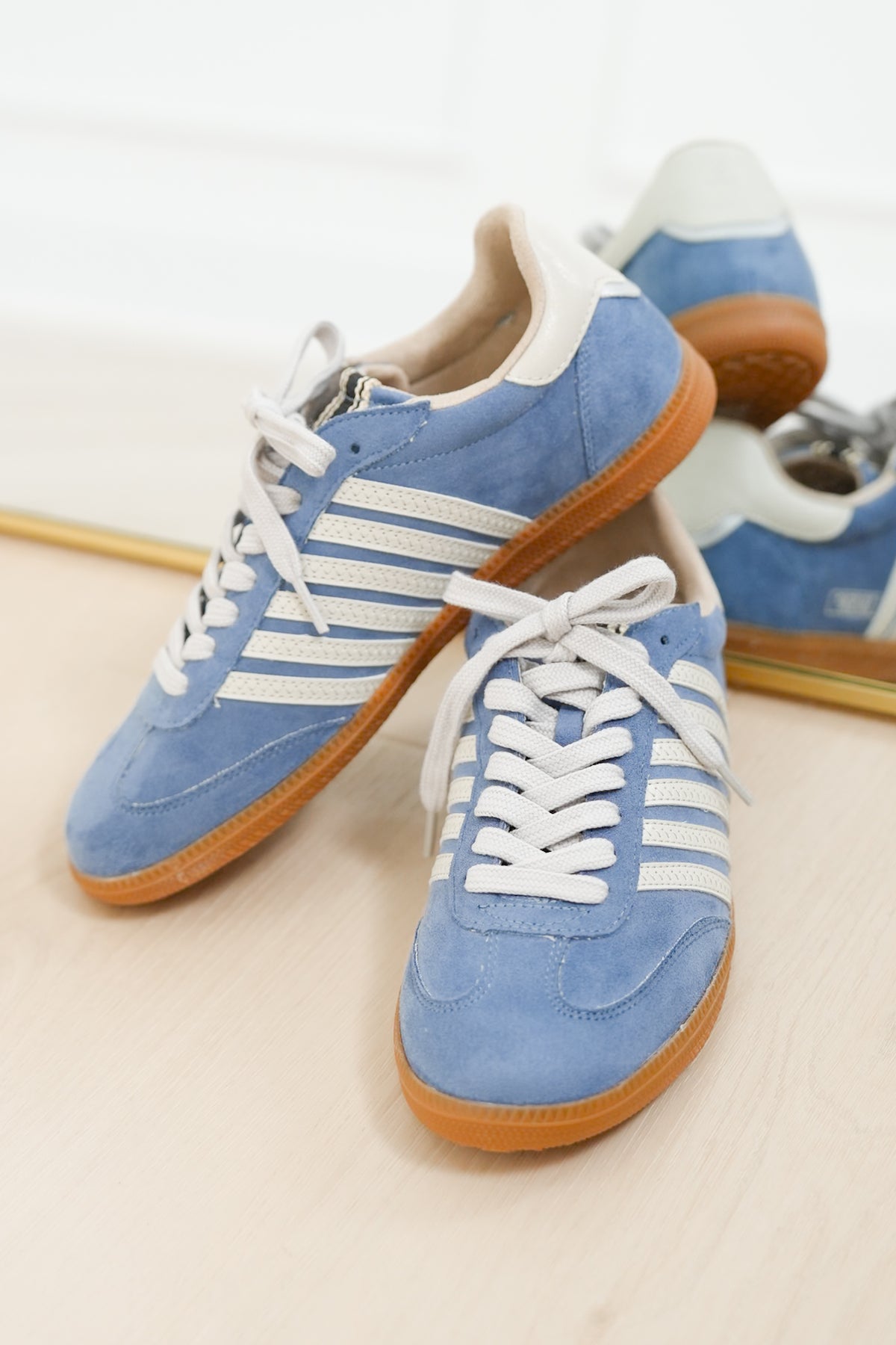 Shu Shop Vegan Suede Stripe Lace Up Retro Sneaker - Freckled Poppy