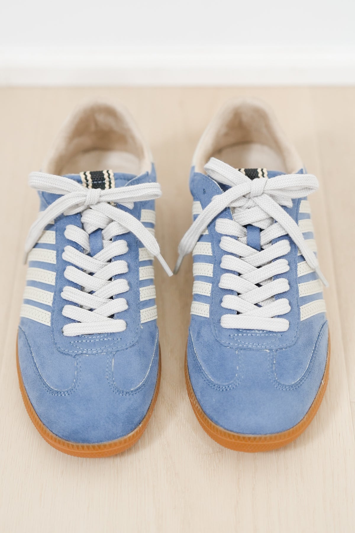 Shu Shop Vegan Suede Stripe Lace Up Retro Sneaker - Freckled Poppy