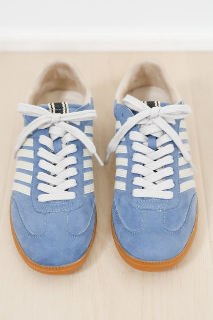 Shu Shop Vegan Suede Stripe Lace Up Retro Sneaker - Freckled Poppy