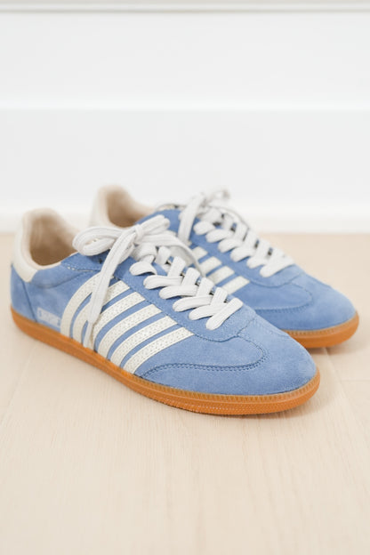 Shu Shop Vegan Suede Stripe Lace Up Retro Sneaker - Freckled Poppy