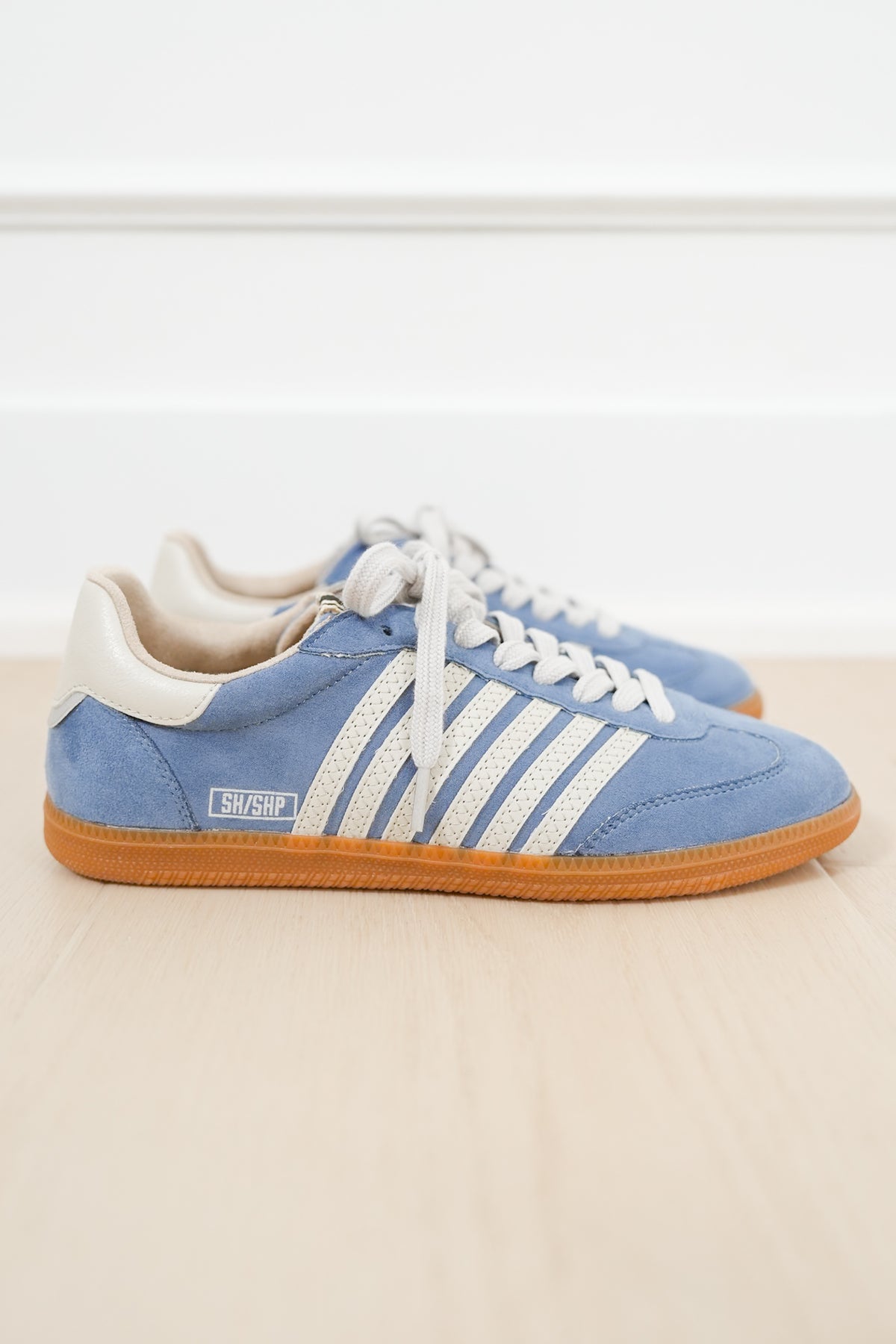 Shu Shop Vegan Suede Stripe Lace Up Retro Sneaker - Freckled Poppy