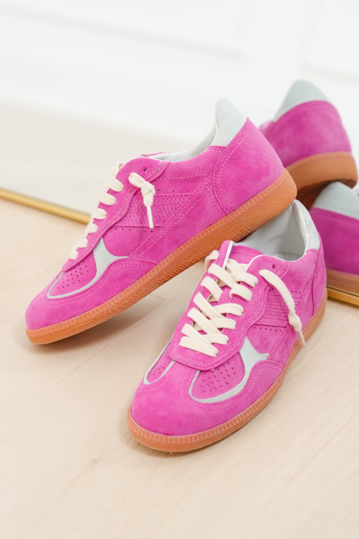 Retro Vegan Suede Lace Up Sneaker - Freckled Poppy