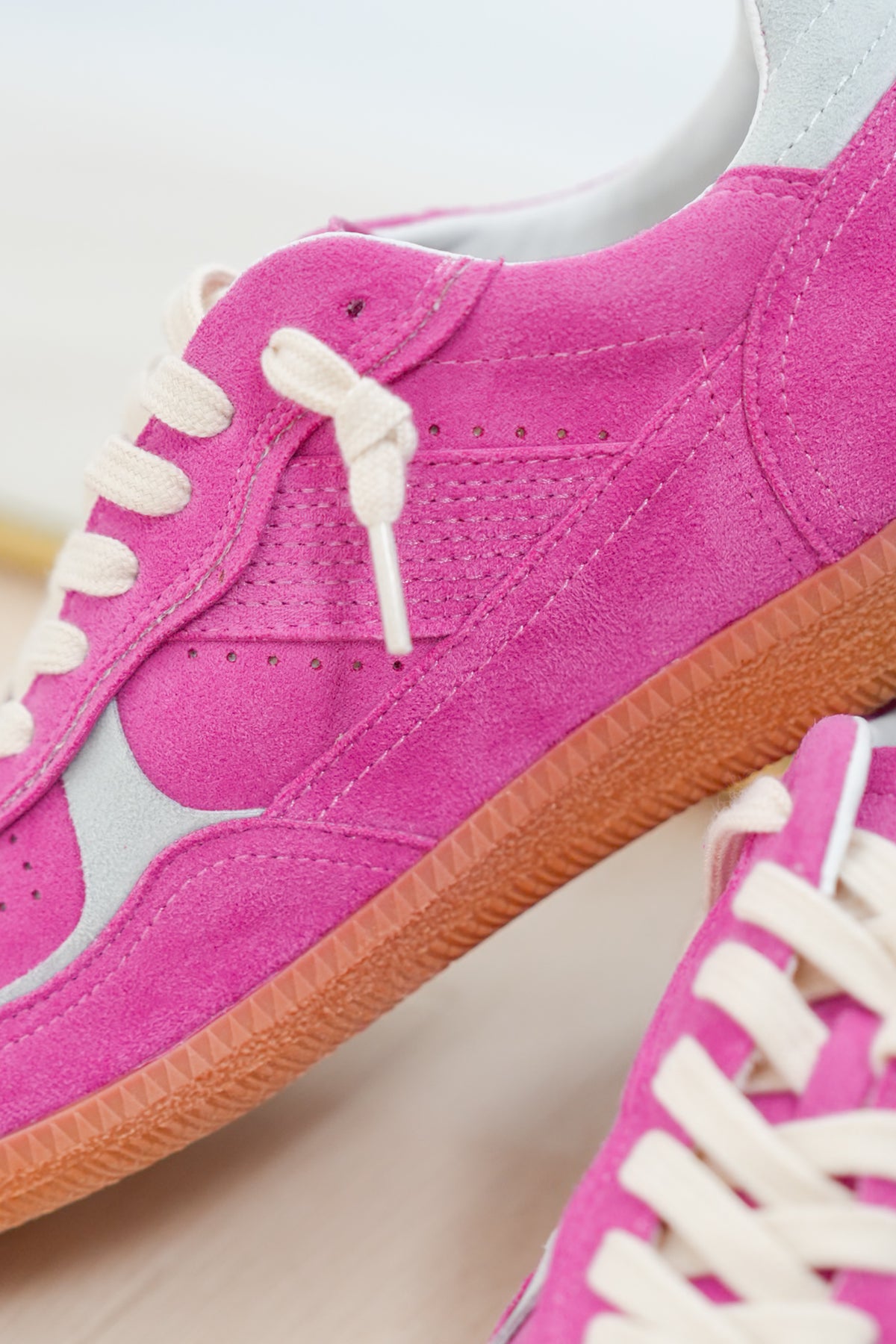 Retro Vegan Suede Lace Up Sneaker - Freckled Poppy