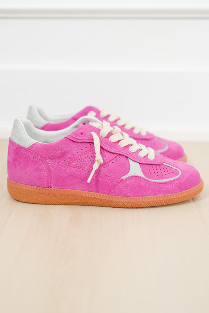 Retro Vegan Suede Lace Up Sneaker - Freckled Poppy