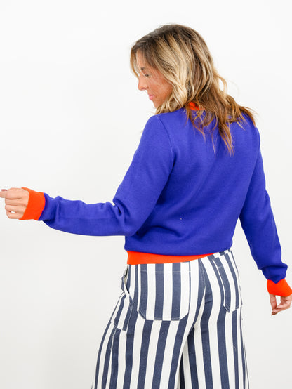 Dalmatian Long Sleeve Crew Neck Sweater - Freckled Poppy