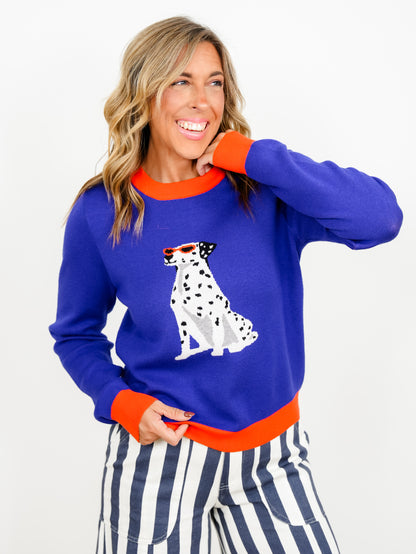 Dalmatian Long Sleeve Crew Neck Sweater - Freckled Poppy