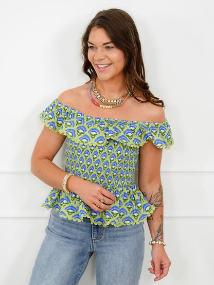 Floral Sleeveless Smocked Top With Ruffle Detail - Freckled Poppy
