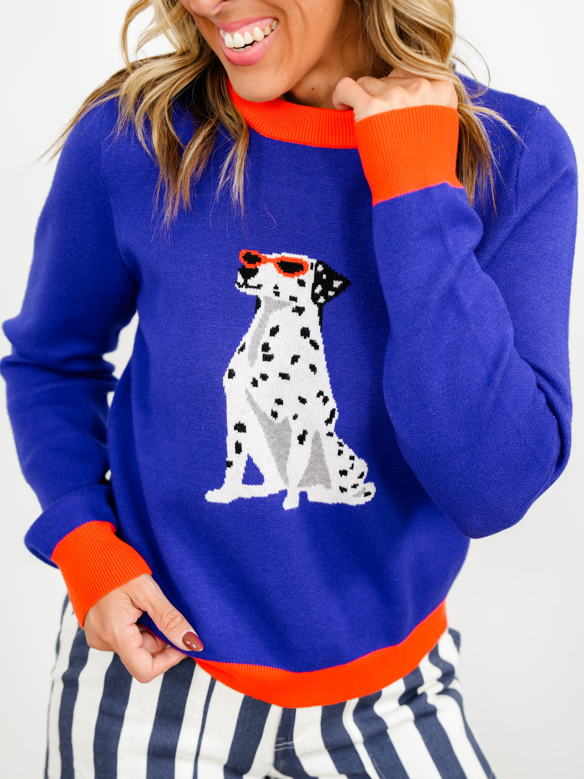 Dalmatian Long Sleeve Crew Neck Sweater - Freckled Poppy