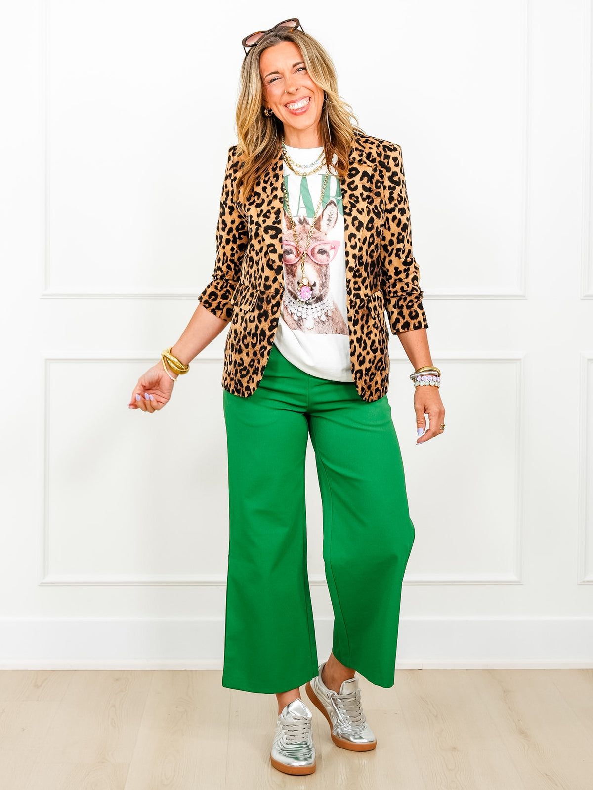 Solid Elastic Waist Wide Leg Pants - Freckled Poppy
