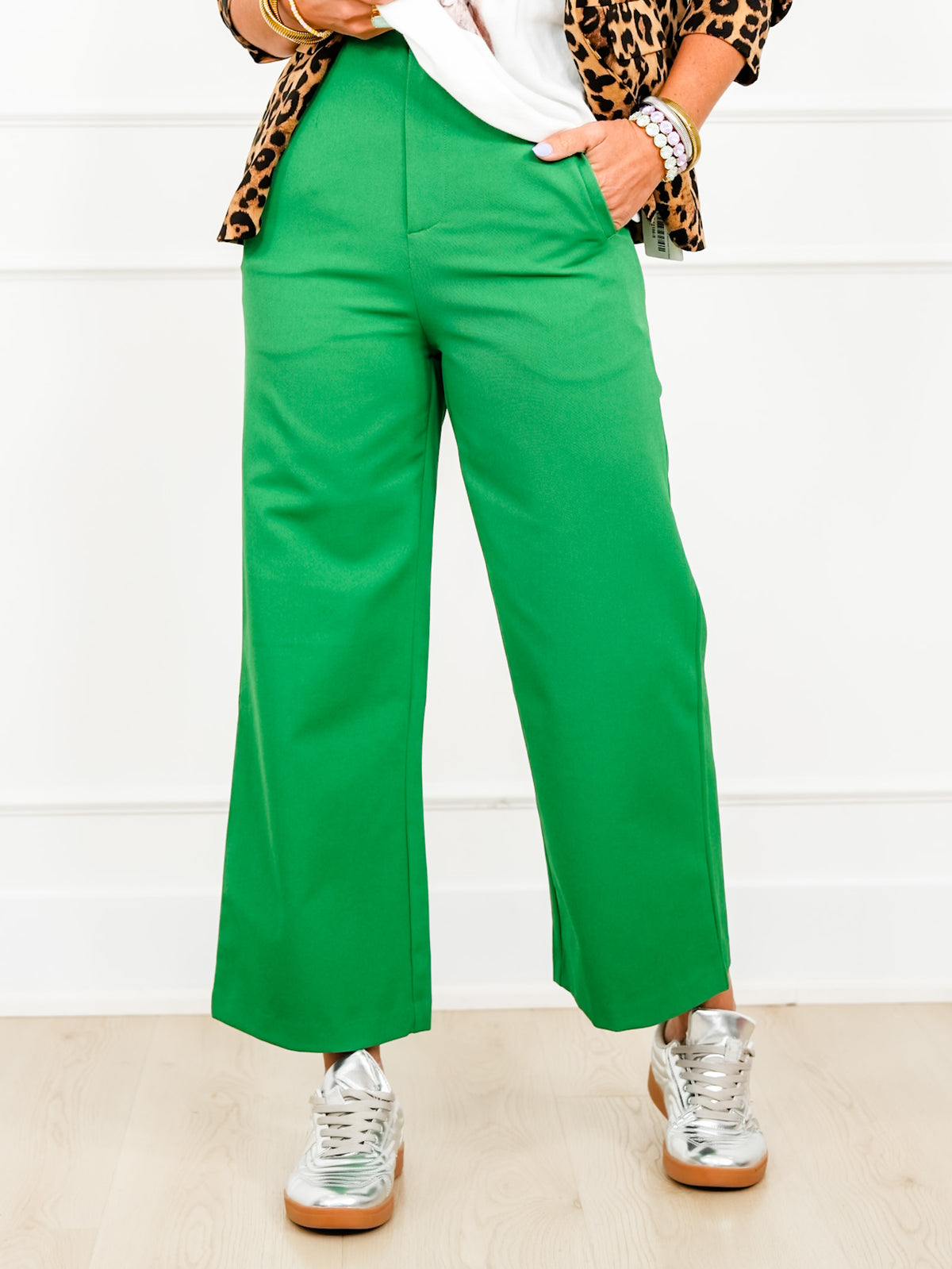 Solid Elastic Waist Wide Leg Pants - Freckled Poppy