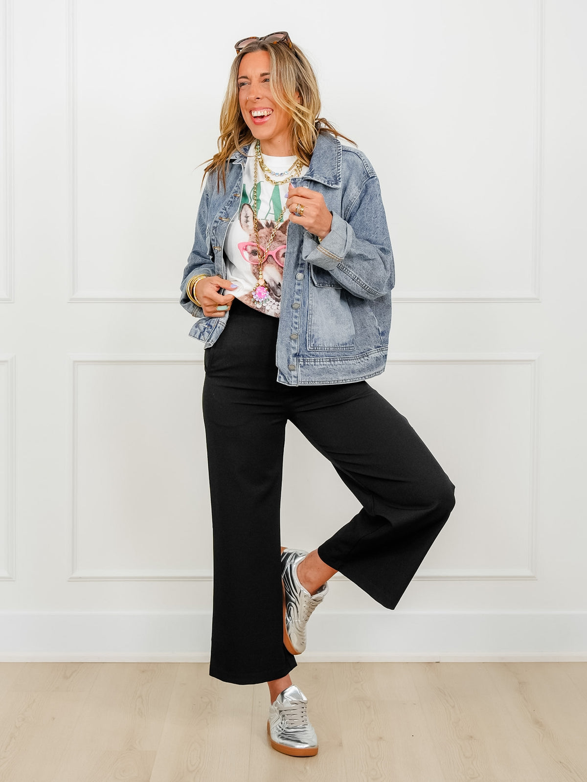Solid Elastic Waist Wide Leg Pants - Freckled Poppy